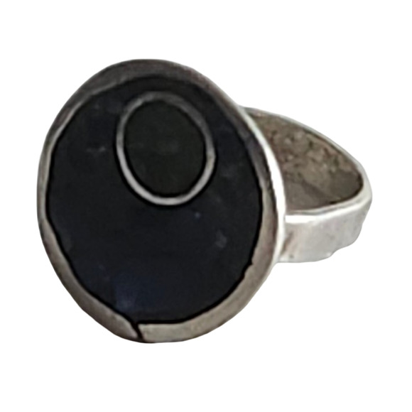 Vtg Native American Indian Sterling Turquoise Chip Ring Size 6 - Picture 3 of 5